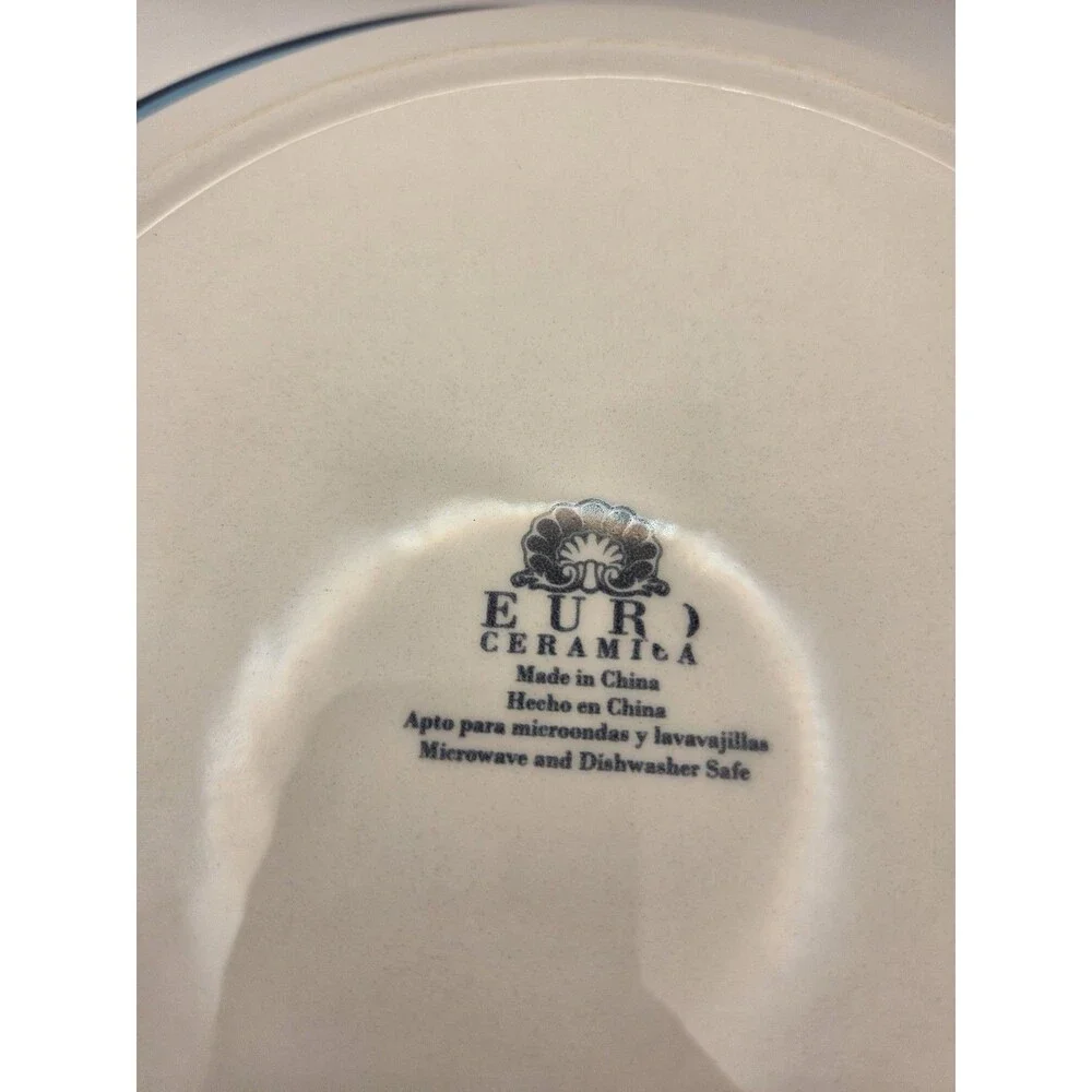 Set of 4 Euro Ceramica Zanzibar 11” Round Dinner Plates Floral Roses Ceramic